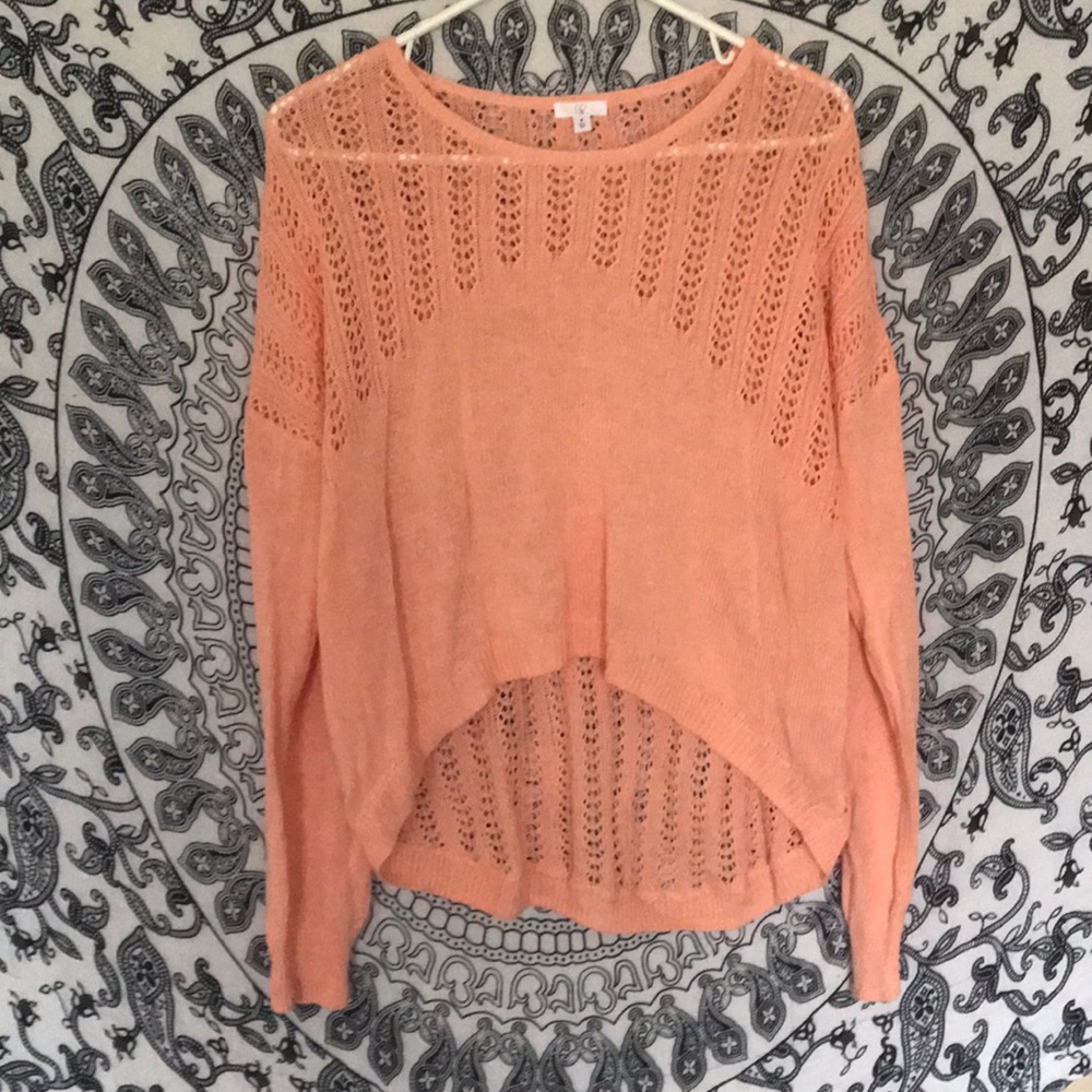 High Low Peach Crop Sweater